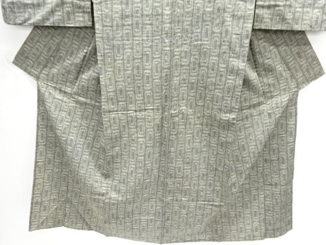  重ね枡模様織り出し手織り紬単衣着物